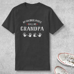 For Grandpa with 4 Grandkids Names Personalized T-Shirt<br><div class="desc">Show your love for your favorite people/grandkids with this one-of-a-kind tshirt! Change the name from grandpa to Poppa, Gramps, Pops or whatever your grandkids call you - then add their names to the handprints below. There are currently 4 handprints and names but if you have fewer grandchildren, just delete the...</div>
