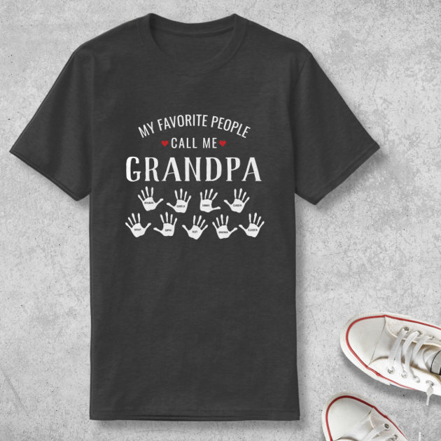 For Grandpa with Grandkids Names Personalized T-Shirt | Zazzle