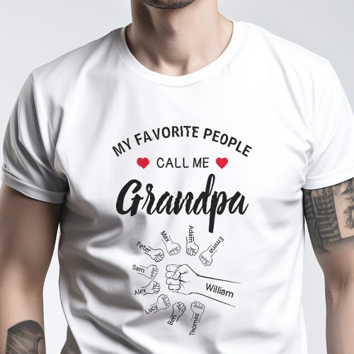 For Grandpa with Grandkids Names Personalized T_Shirt