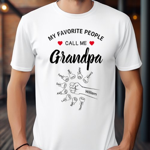For Grandpa with Grandkids Names Personalized T_Shirt