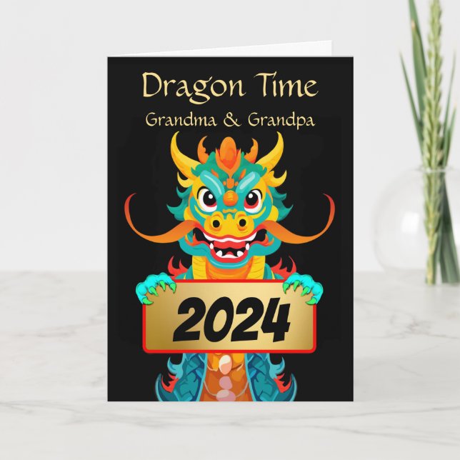 For Grandparents Chinese New Year of the Dragon Holiday Card (Front)