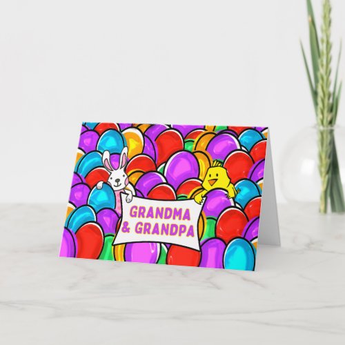 For Grandparents Colorful Easter Eggs Card