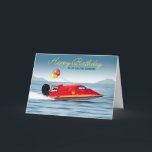 For Grandson 20th Birthday High Performance Boat Card<br><div class="desc">20th birthday greeting card for a grandson, featuring a photo of a high performance racing boat. A lake, mountains, and birthday balloons with the number 20 written on the side of the boat. Change the number on the boat to match the birthday year. You can also change the relationship (son,...</div>