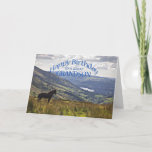For Grandson a horse and landscape birthday card<br><div class="desc">A horse stands gazing at a stunning landscape with a lake in the distance. A view from the Lake District in the UK.</div>