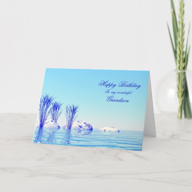 For Grandson, a peaceful water birthday card (Front)