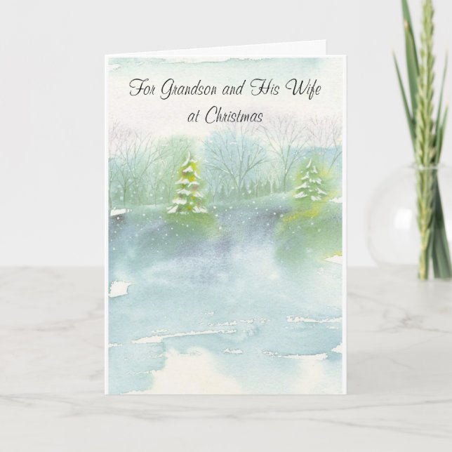 For Grandson and His Wife at Christmas Holiday Card (Front)
