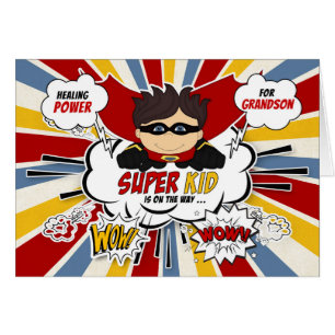 for Grandson Get Well Boy Superhero Comic Book Cards