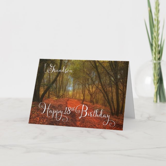 for Grandson Path in the Woods 18th Birthday Card (Front)