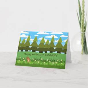 For Granny Birthday Cute Bunny with Daisy Card