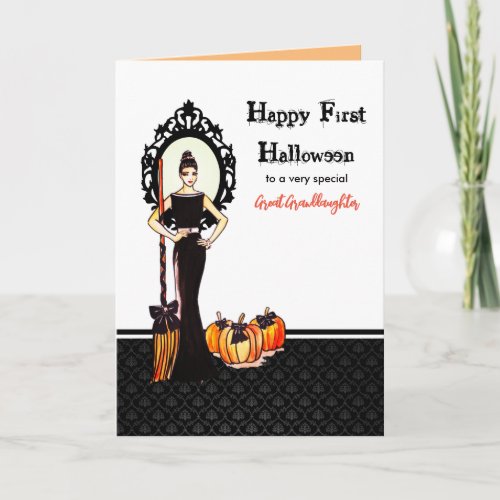 For Great Granddaughter First Halloween Lady Witch Card