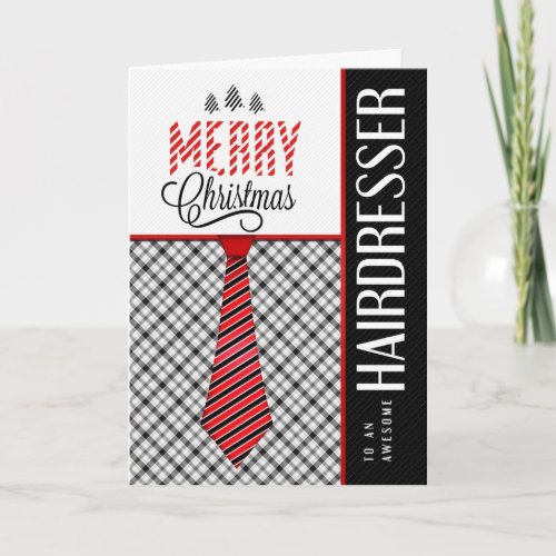 for Hairdresser Merry Christmas Masculine Necktie Holiday Card
