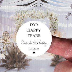 For Happy Tears Modern Wedding Favors Stationery Classic Round Sticker