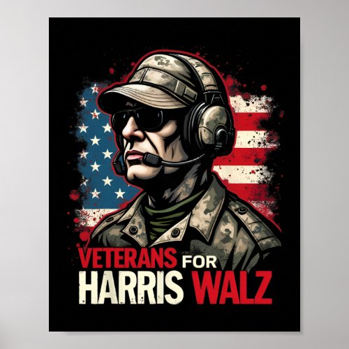 For Harris 2024 Kamala Harris Tim Walz Veteran Usa Poster