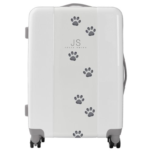 for her a nice pattern of gray dog paws on white luggage