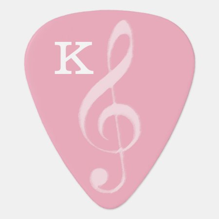 For Her, A Pink Treble Clef With Initial Guitar Pick