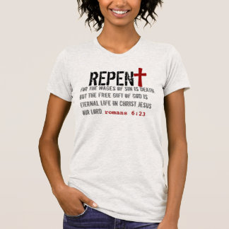 for HER (adult): Romans 6:23 + Acts 4:12 T-Shirt