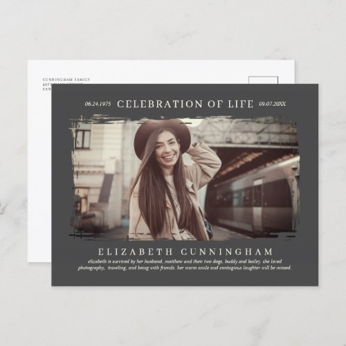 For Her Celebration of Life Modern Simple Photo Invitation Postcard