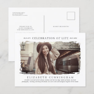 For Her Celebration of Life Modern Simple Photo Invitation Postcard
