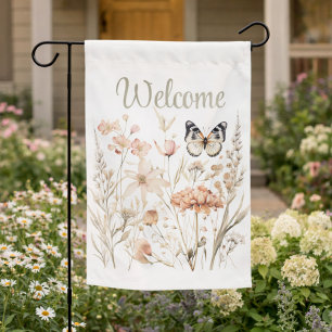 For Her Cottagecore Wildflower and Butterfly Garden Flag