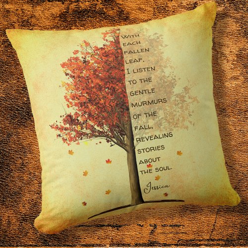 For Her Fall Maple Tree With Inspirational Quote   Throw Pillow