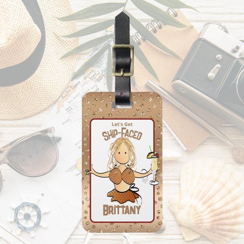 For Her Funny Drink Bikini Vacation Beach Party Luggage Tag