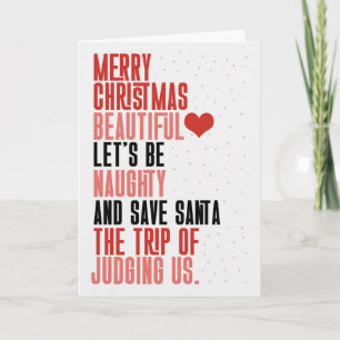 for Her Let's Be Naughty Romantic Christmas Holiday Card