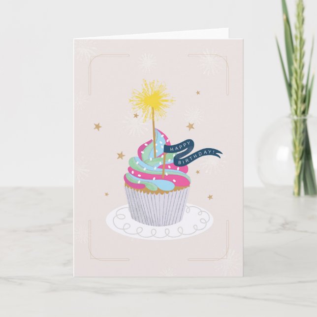 For Her Modern Cupcake Birthday Card (Front)