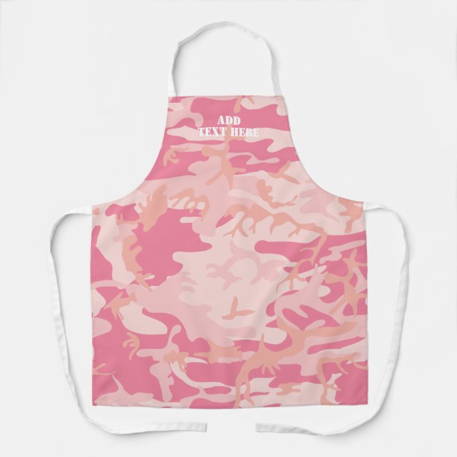 For Her Modern Girly Pink Camouflage Camo Pattern Apron (Front)