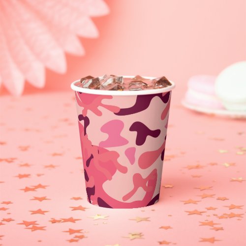 For Her Modern Pink Camouflage Camo Pattern Paper Cups