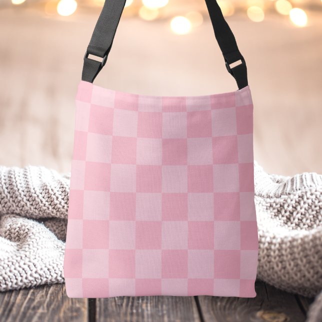 For Her Modern Pink Checkered Simple Unique Crossbody Bag (Creator Uploaded)