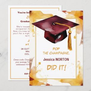 For her 🎓Mortarboard  Graduation party  Invitation