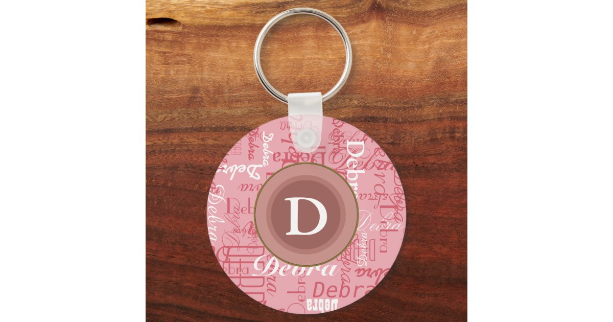 pink monogram keychain