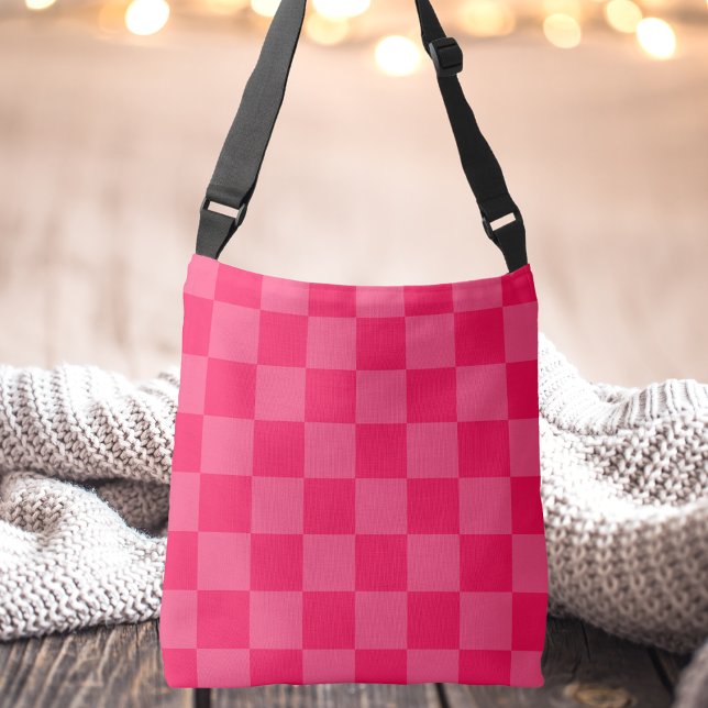 For Her Simple Unique Pink Checkered Check Chic Crossbody Bag (Creator Uploaded)
