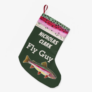 For Him - a Rainbow Trout Fly Fishing Men's Small Christmas Stocking