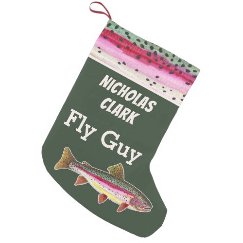 For Him _ a Rainbow Trout Fly Fishing Mens Small Christmas Stocking