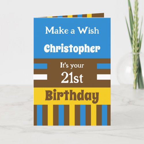 For him add name blue special 21st birthday card