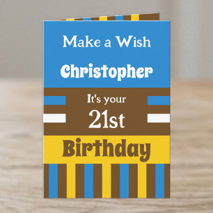 For him add name blue special 21st birthday card