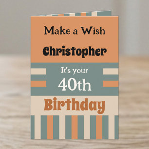 For him add name orange special 40th birthday card