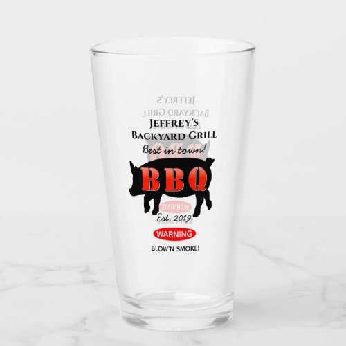 For Him Backyard Grilling BBQ Pint Beer Drinking Glass