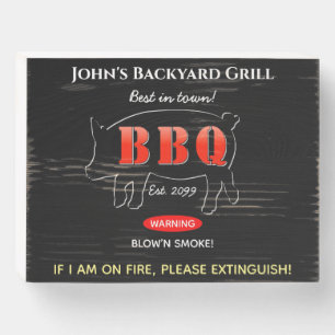 For Him Backyard Grilling BBQ Rustic Wooden Box Sign