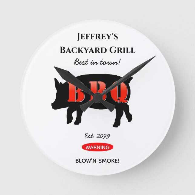 For Him Backyard Grilling BBQ Wall Clock (Front)