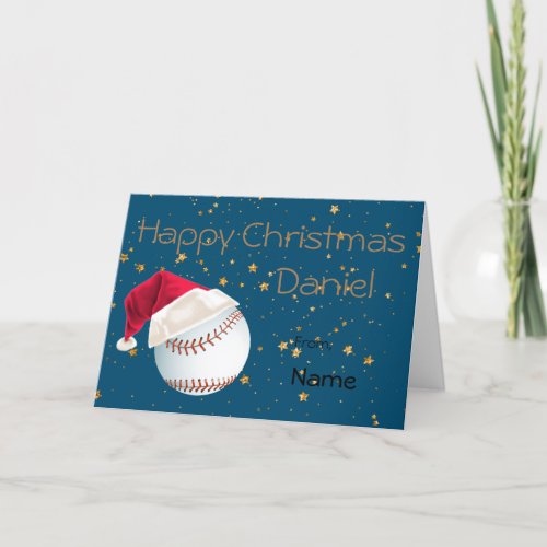 For Him Baseball Sports Christmas Personalized Holiday Card