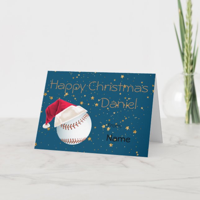 For Him Baseball Sports Christmas Personalized Holiday Card (Front)
