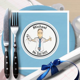 For Him Blue Doctor Physician Medical Graduation Napkins