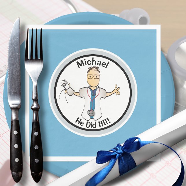 For Him Blue Doctor Physician Medical Graduation  Napkins (Creator Uploaded)