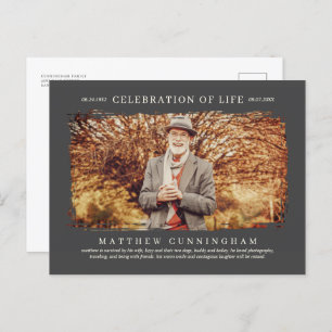 For Him Celebration of Life Modern Simple Photo Invitation Postcard