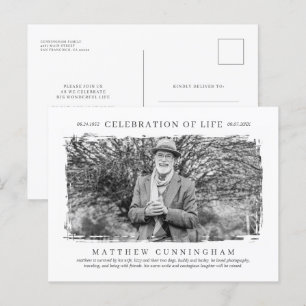 For Him Celebration of Life Modern Simple Photo Invitation Postcard