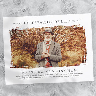 For Him Celebration of Life Modern Simple Photo Invitation Postcard