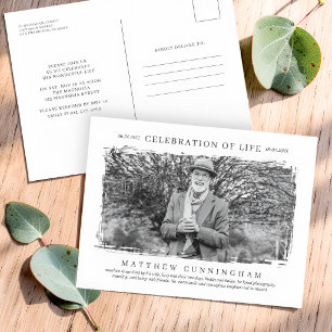 For Him Celebration of Life Modern Simple Photo Invitation Postcard