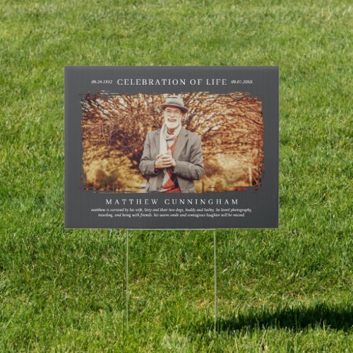 For Him Celebration of Life Modern Simple Photo Sign